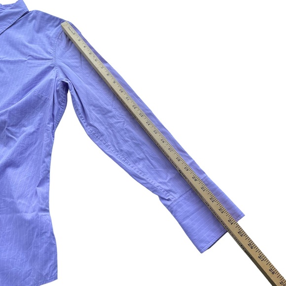 Banana Republic Womens Size 12 Riley Lilac Purple Striped Cotton Blend Button Up - Picture 8 of 12